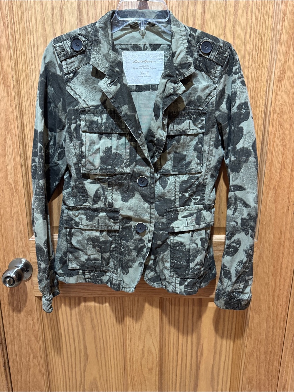 Eddie Bauer Olive Green Floral Utility Jacket